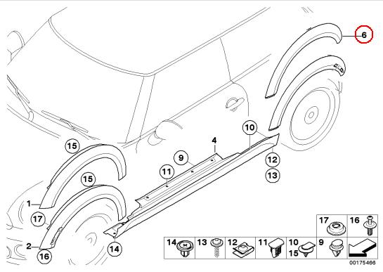 MINI（ミニ） BMW MINI純正 リアフェンダー エクステンション 左側