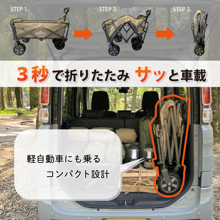 電動 アウトドアワゴン キャリーワゴン ＼小回りのきくコンパクトモデル！／ 150L 充電式 ストッパー付き 折りたたみ  DA-EW02 thta | DABADA | 11