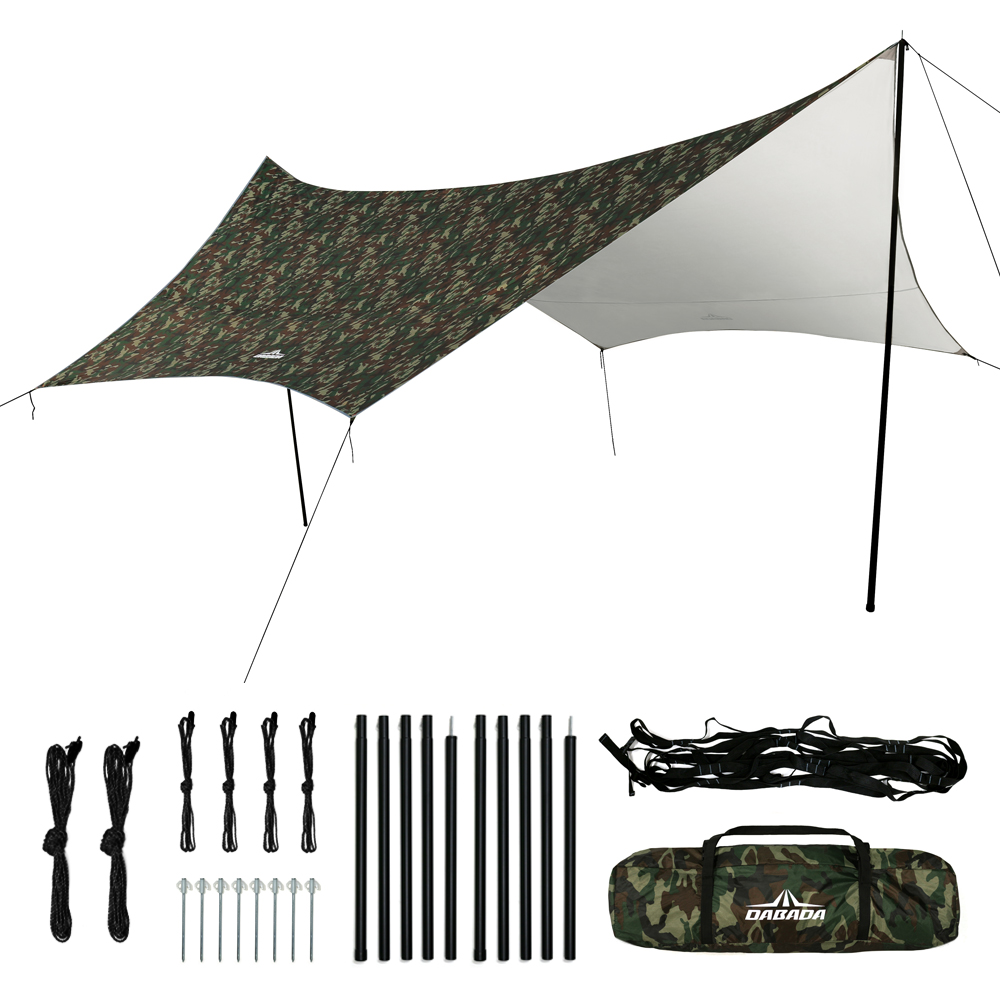 ヘキサタープ 5m 迷彩 ベージュ タープテント タープ 日よけ UVカット サンシェード 耐水圧2000mm ヘキサゴン 4〜6人用 | DABADA | 02