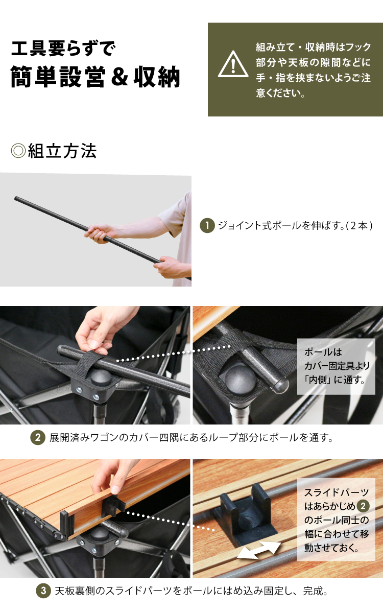 アウトドアワゴン&アルミロール天板セット WAQ（WAQ） ロールテーブル キャンプ アウトドアワゴン専用