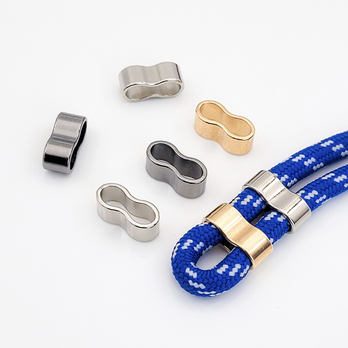 紐止め金具 ワニ口タイプ シルバー 6個入り コードエンド ループ