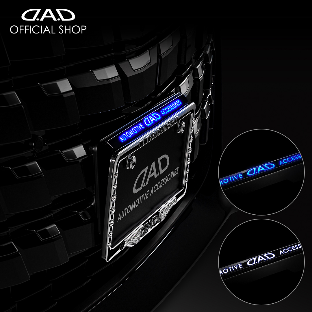 ＤＡＤナンバープレートカバー前後、ナンバーエンブレム２個３点セット普通車用中古品 ギャルソン D.A.D ジュエリー ナンバープレート エンブレム 2