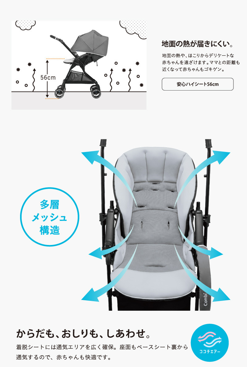 Combi ベビーカー ベージュ ストライプ スゴカル　α 4キャス コンビ スゴカルα 4キャスター ストライプベージュ