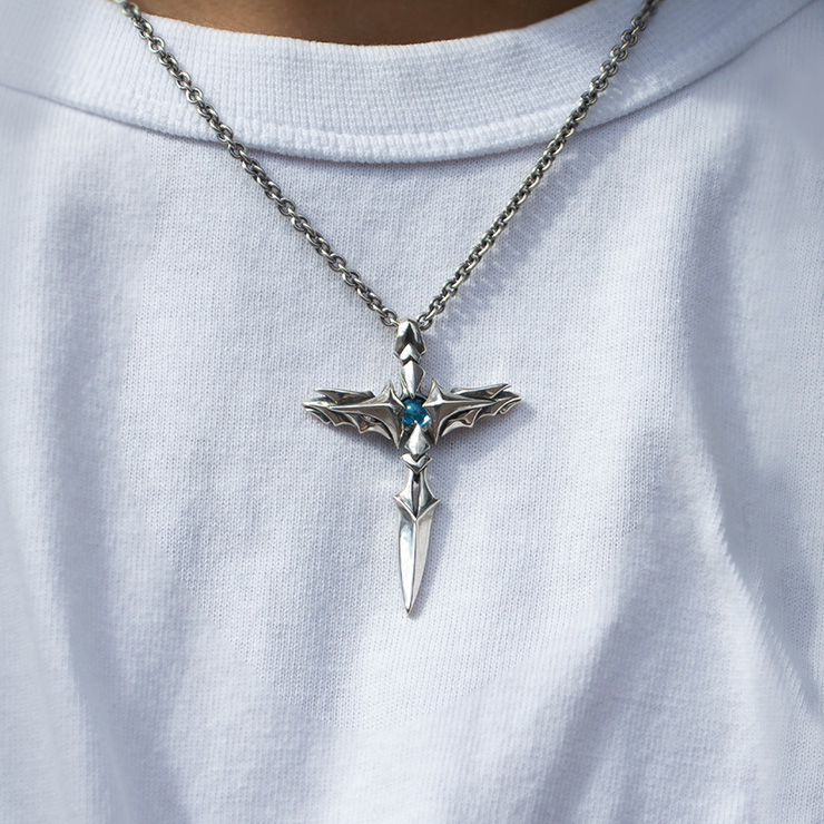 送料無料][D.four]ブルートパーズ×シルバーペンダント メンズ