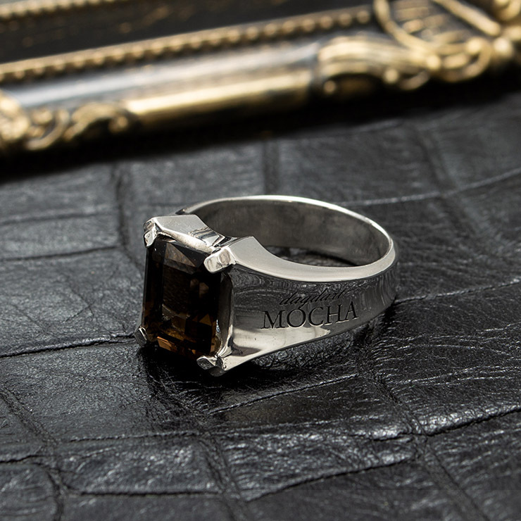 送料無料 メンズ スモーキークォーツ 刻印 シルバーリング DAgDART