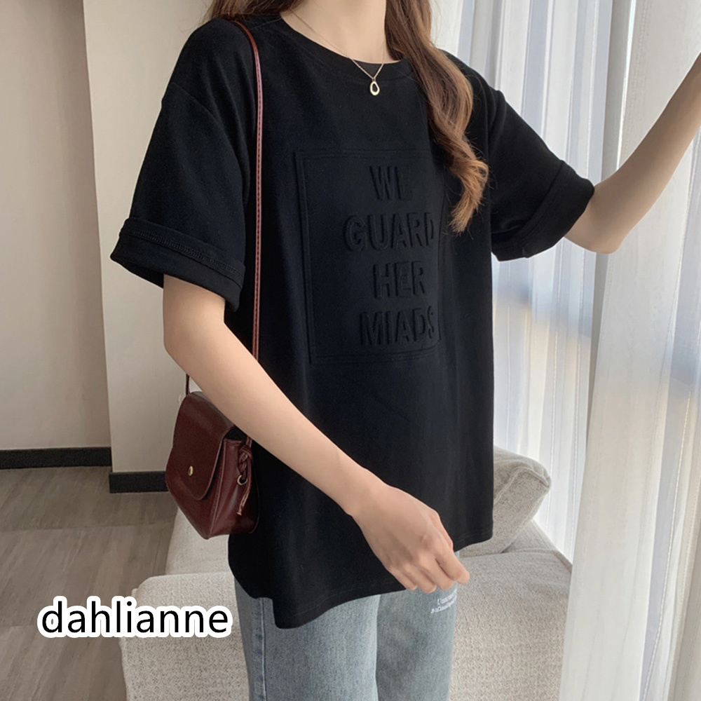 立体ロゴtシャツ 韓国チュニックロンT｜dahlianne｜02
