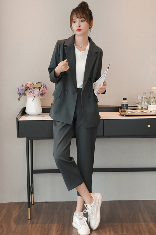 セットアップ パンツスーツ レディース 九分丈パンツ 2点セット 無地 ジャケット ビジネス フォーマル オフィス 通勤 Ol お洒落 上品 Foope9dje8 レディースファッション Sbpra Net