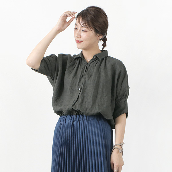 【限定価格セール!】 Honnete(オネット) ブラウス シャツ アイリッシュリネン - シャツ/ブラウス(半袖/袖なし)