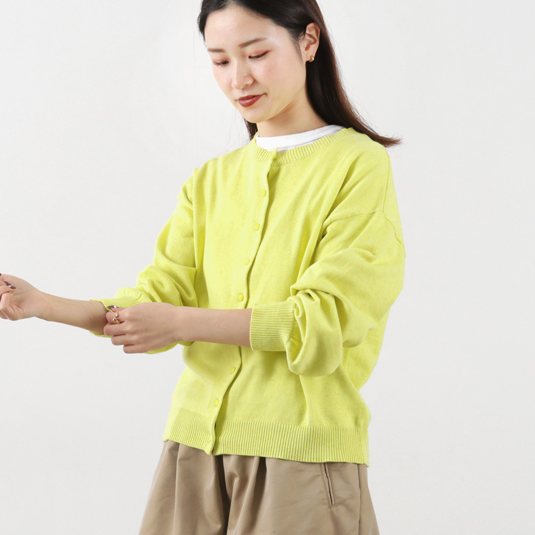 TUMUGU（ツムグ） ランダムリブニット カーディガン / レディース 長袖 クルーネック ワイド ショート丈 薄手 tumugu TUMUGU（ツムグ） ランダムリブニット カーディガン