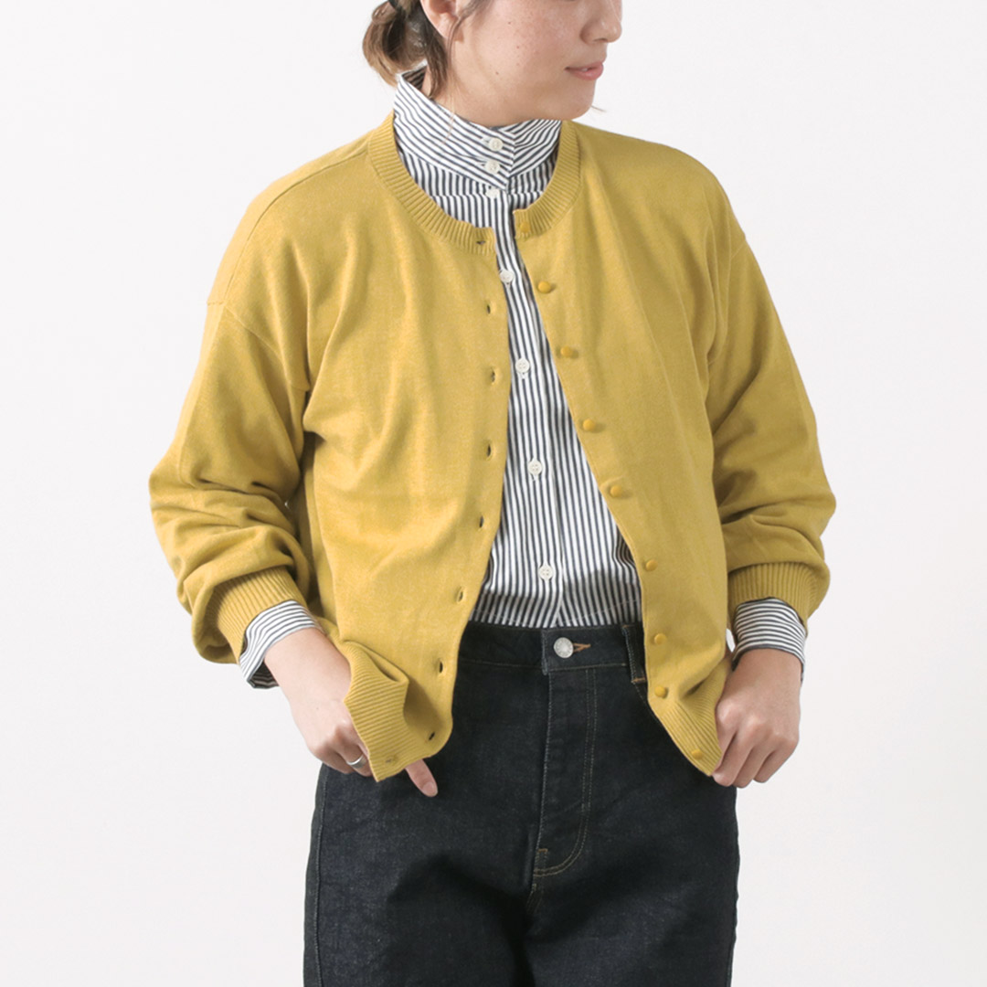 TUMUGU（ツムグ） ランダムリブニット カーディガン / レディース 長袖 クルーネック ワイド ショート丈 薄手 tumugu TUMUGU（ツムグ） ランダムリブニット カーディガン