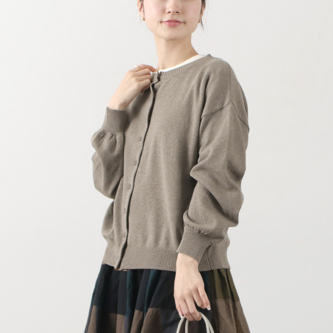 TUMUGU（ツムグ） ランダムリブニット カーディガン / レディース 長袖 クルーネック ワイド ショート丈 薄手 tumugu TUMUGU（ツムグ） ランダムリブニット カーディガン