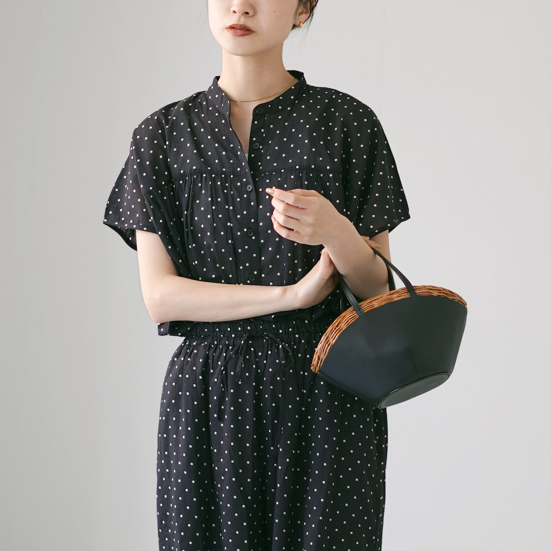 美品✨SOIL　ソイル　シャツ　ブラウス　ドット柄　ゆったり　洗える　インド綿 SOIL(ファッション) SOIL（ソイル） コットンボイル ドット