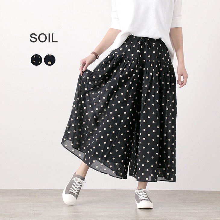 超安い 新品送料無料 Soil 17 ソイル リント ガウチョパンツ 水玉 裏地付き ガウチョパンツ Tarquinhall Com
