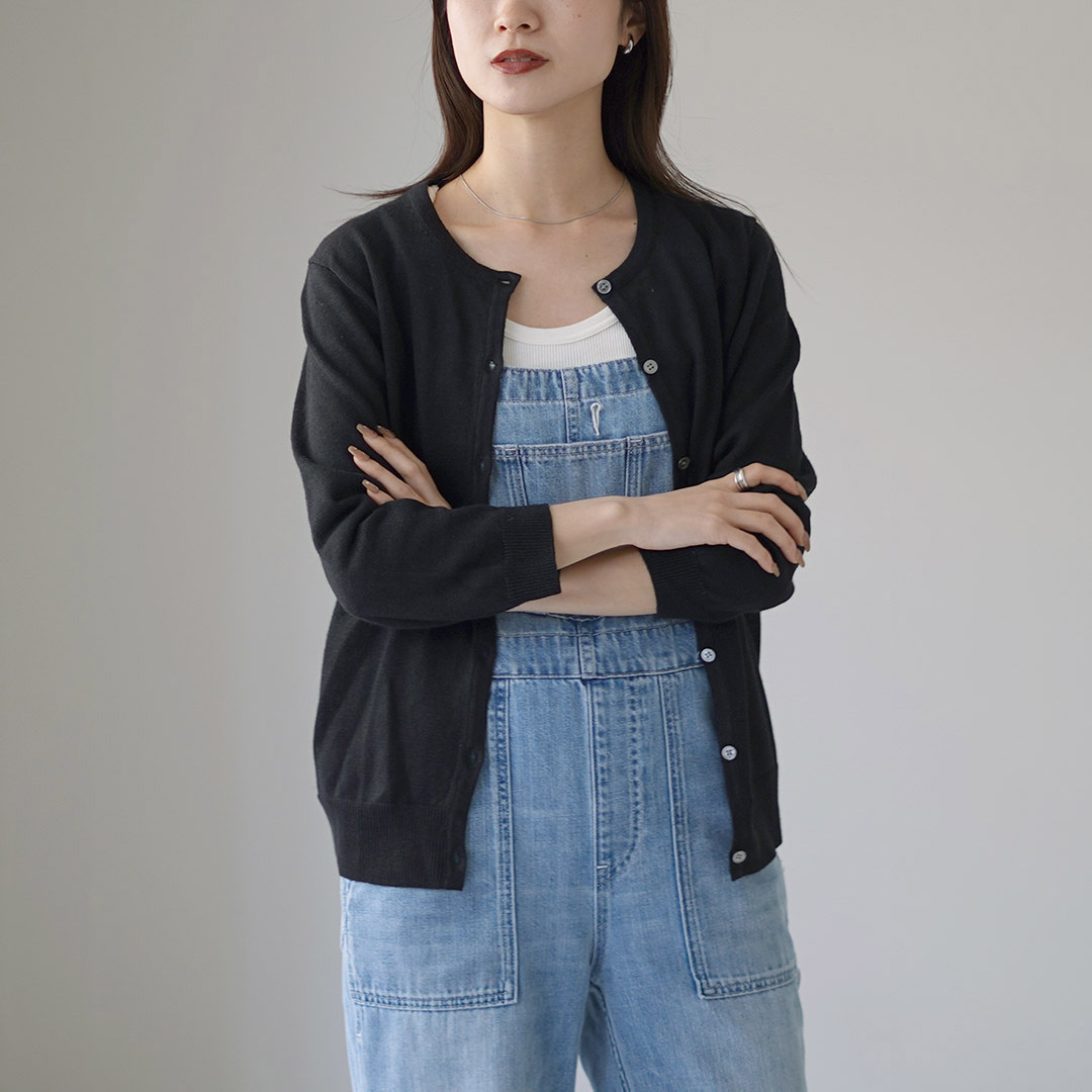 マオメイド mao made リネンカーディガン ブラック mao made（マオメイド） リネン UVカット カーディガン / レディース