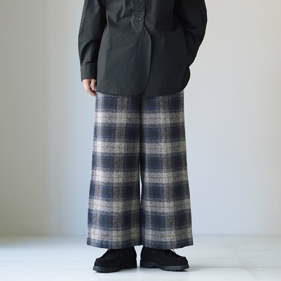 mao made（マオメイド） ツイードライク チェック ワイド パンツ