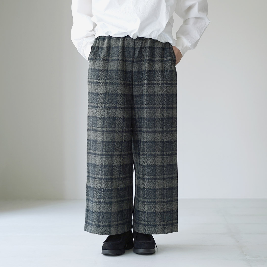 mao made（マオメイド） ツイードライク チェック ワイド パンツ