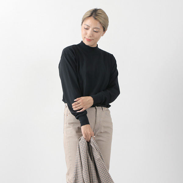 FNOR（エフノア） モックネック ロングスリーブ Tシャツ / 長袖 / ゆったり / コットン 綿 / メンズ レディース / ユニセックス FNOR（エフノア） モックネック ロングスリーブ Tシャツ / 長袖