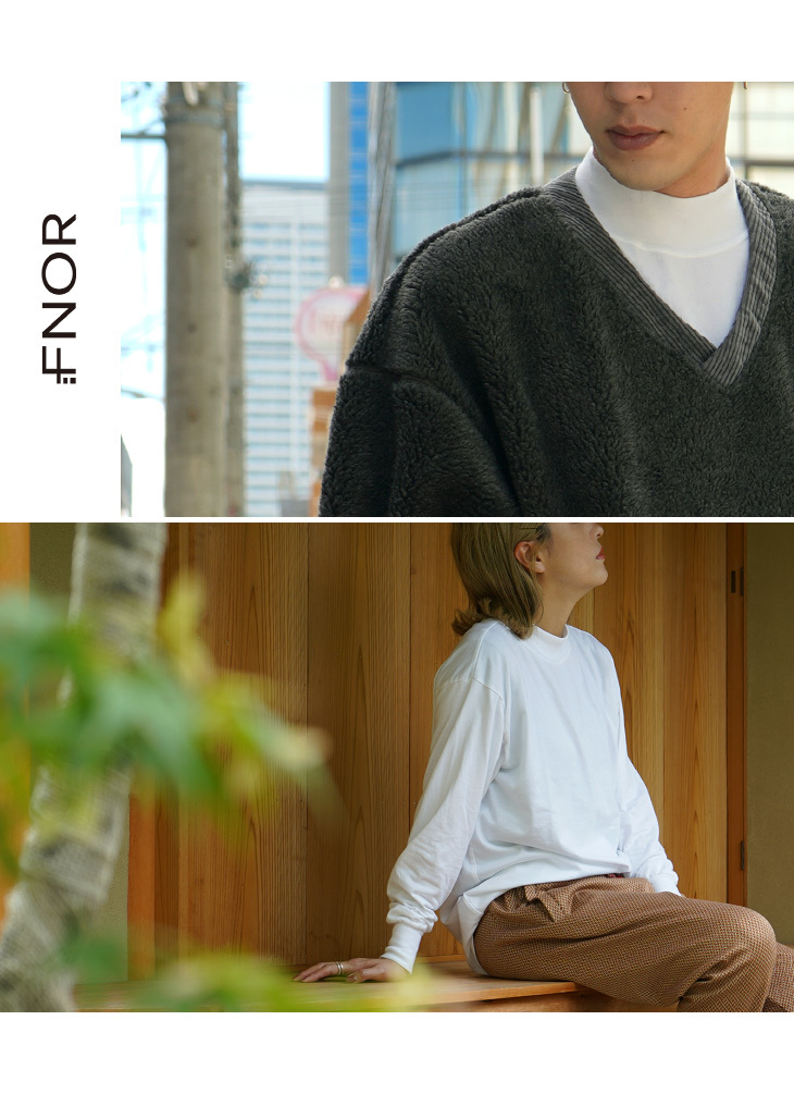 FNOR（エフノア） モックネック ロングスリーブ Tシャツ / 長袖