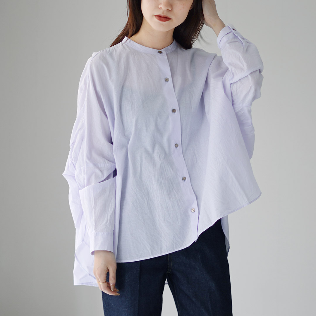 mizuiroind（ミズイロインド） バックギャザー ワイドシャツ 日本製