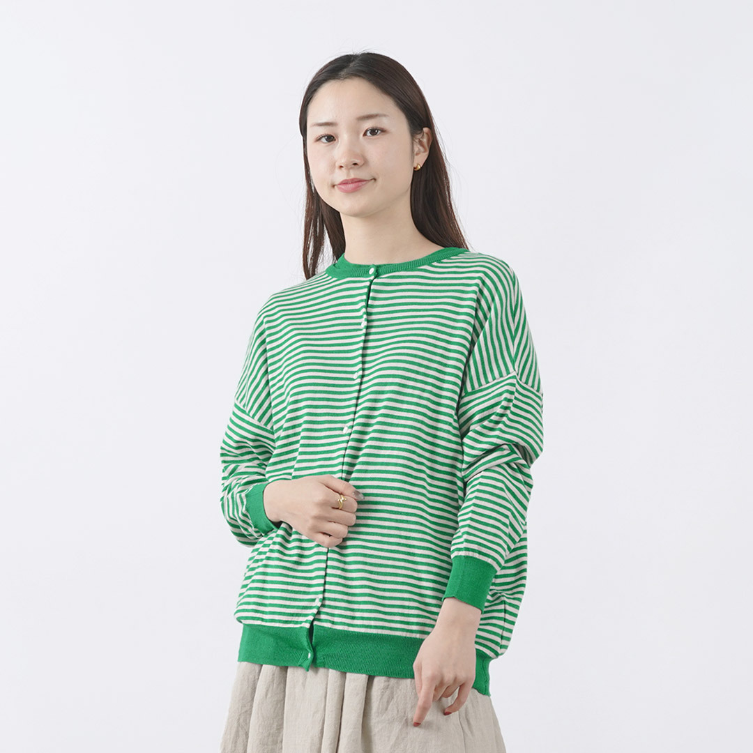 MAO MADE（マオメイド） ピマ コットン UVカット ボーダーカーディガン 2WAY / レディース / ボーダー mao made MAO MADE（マオメイド） ピマ コットン UVカット