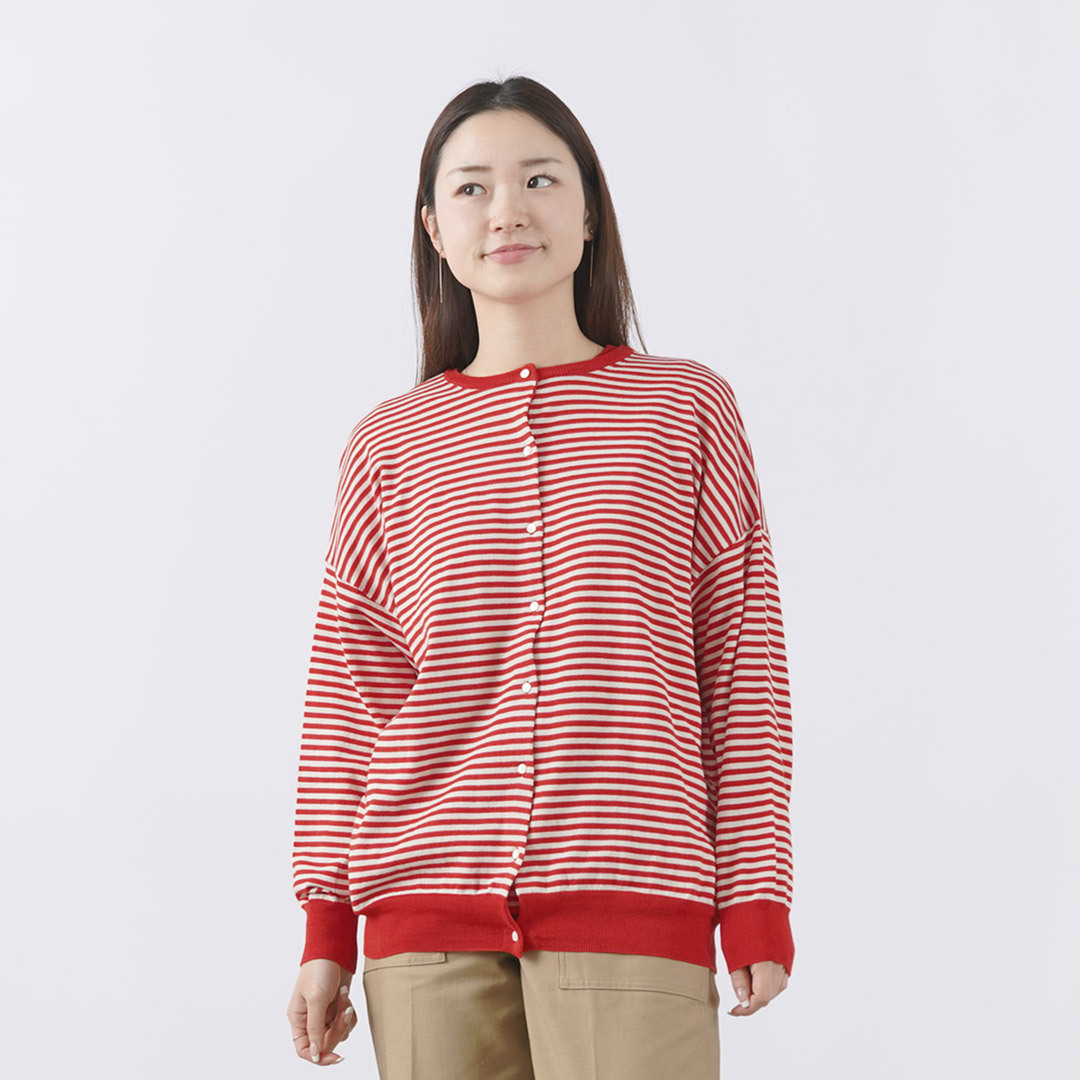 MAO MADE（マオメイド） ピマ コットン UVカット ボーダーカーディガン 2WAY / レディース / ボーダー mao made MAO MADE（マオメイド） ピマ コットン UVカット