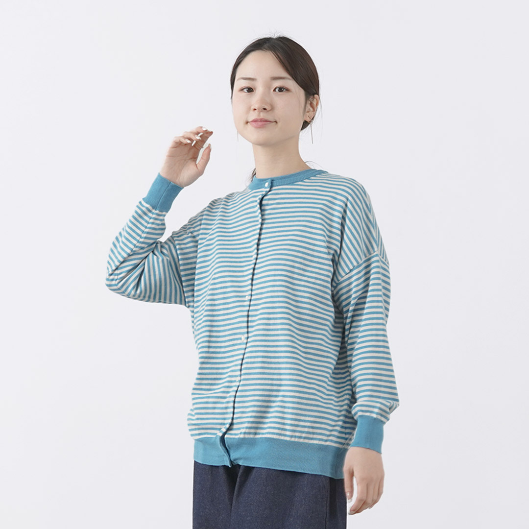 MAO MADE（マオメイド） ピマ コットン UVカット ボーダーカーディガン 2WAY / レディース / ボーダー mao made MAO MADE（マオメイド） ピマ コットン UVカット