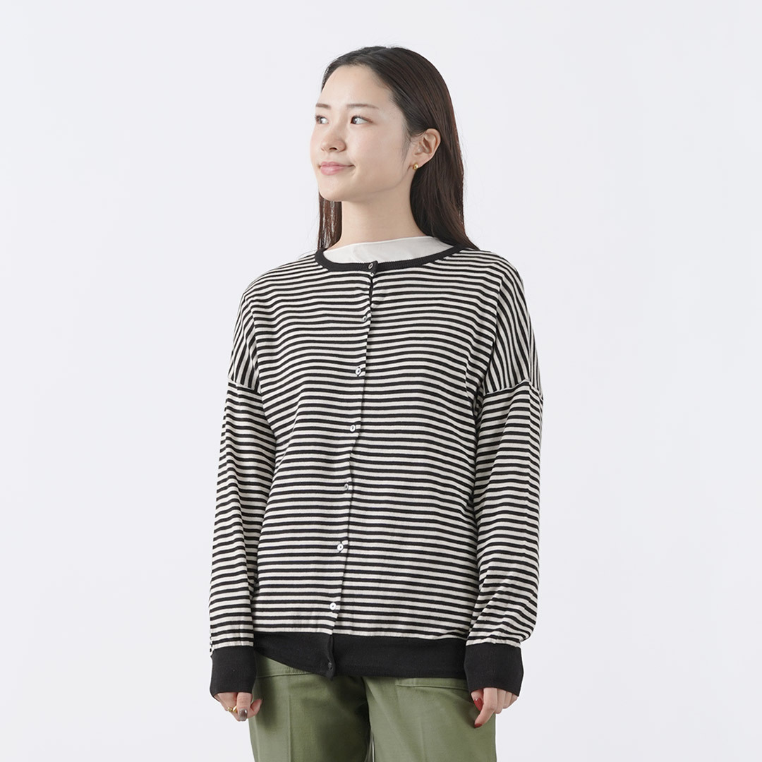 MAO MADE（マオメイド） ピマ コットン UVカット ボーダーカーディガン 2WAY / レディース / ボーダー mao made MAO MADE（マオメイド） ピマ コットン UVカット