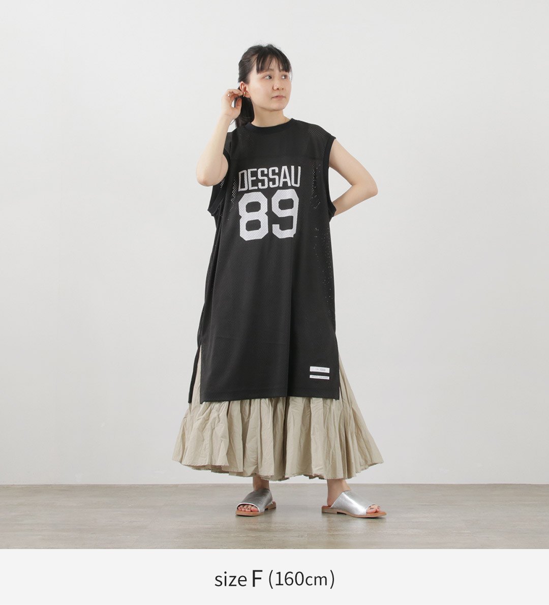 美品　エイココンドウ　EB メッシュ使い ノースリーブチュニック Fサイズ F/CE. F/CE（エフシーイー） デッサウ メッシュ ドレス