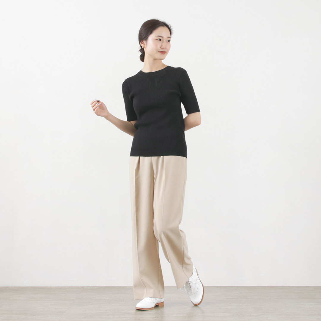 MIDIUMISOLID（ミディウミソリッド） ハーフスリーブ リブトップス