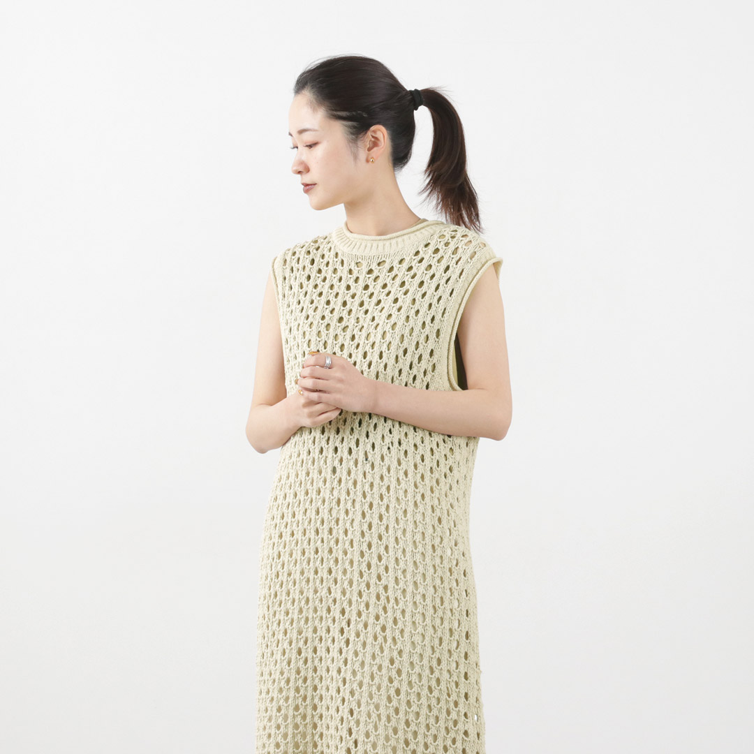 MIDIUMISOLID（ミディウミソリッド） メッシュ ノースリーブワンピース