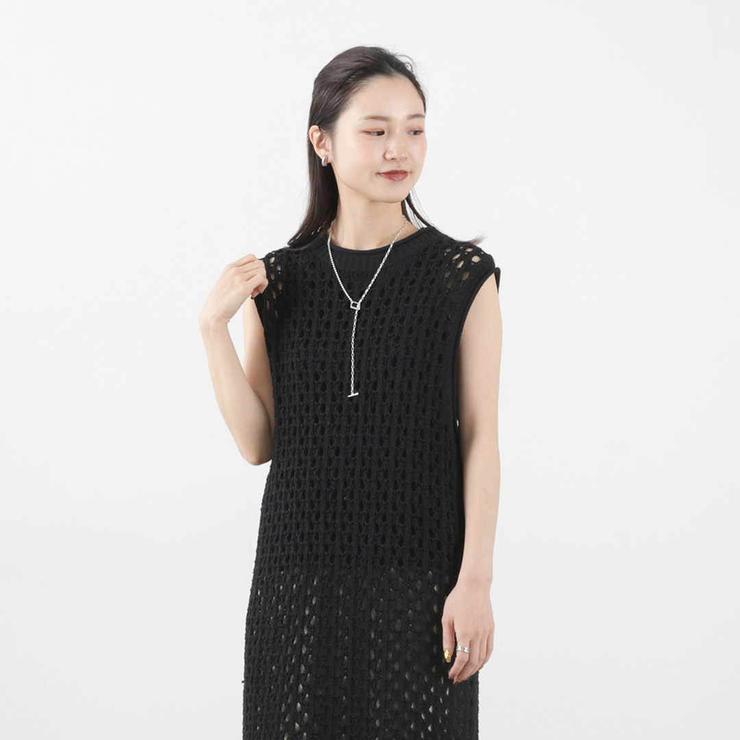 MIDIUMISOLID（ミディウミソリッド） メッシュ ノースリーブワンピース