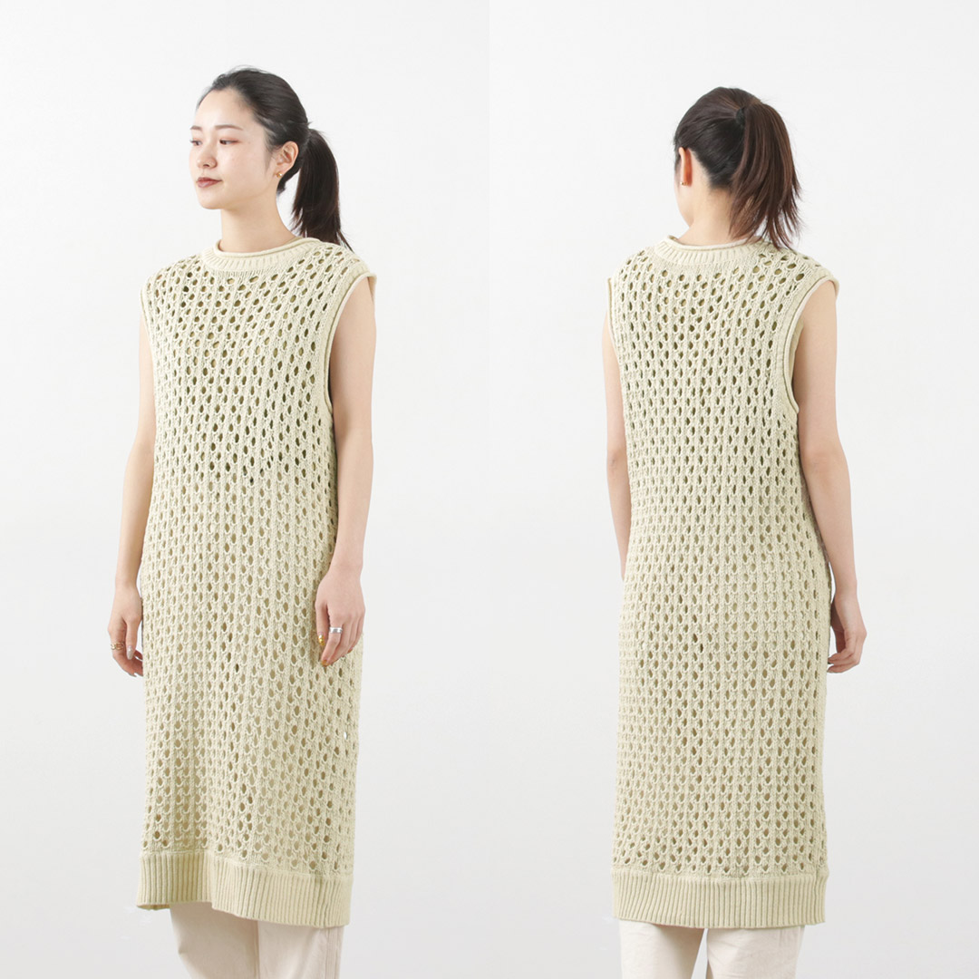 MIDIUMISOLID（ミディウミソリッド） メッシュ ノースリーブワンピース