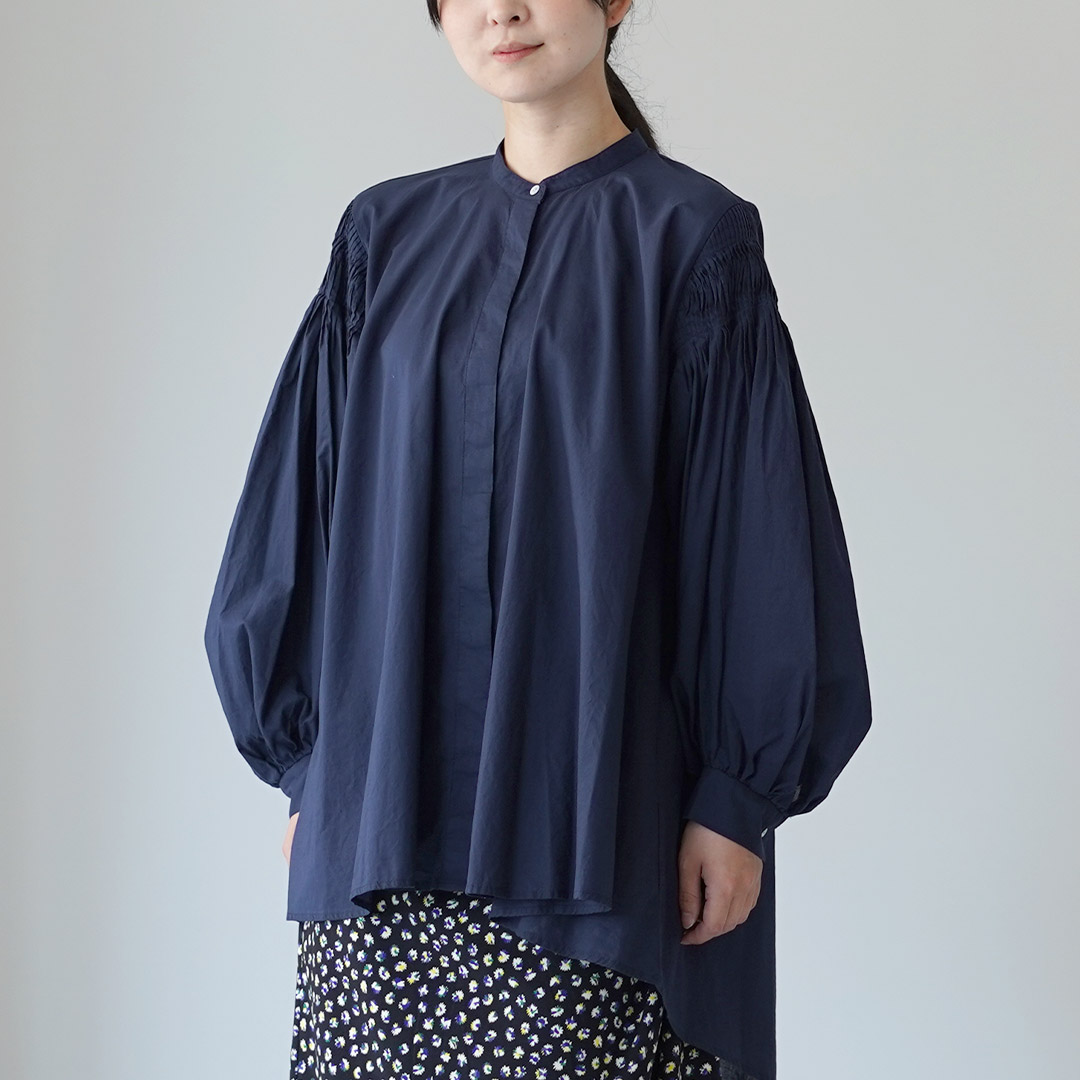 ミズイロインド　ロングブラウス　 チュニック　ゆったりサイズ mizuiro ind（ミズイロインド） リボン タイ シャツチュニック