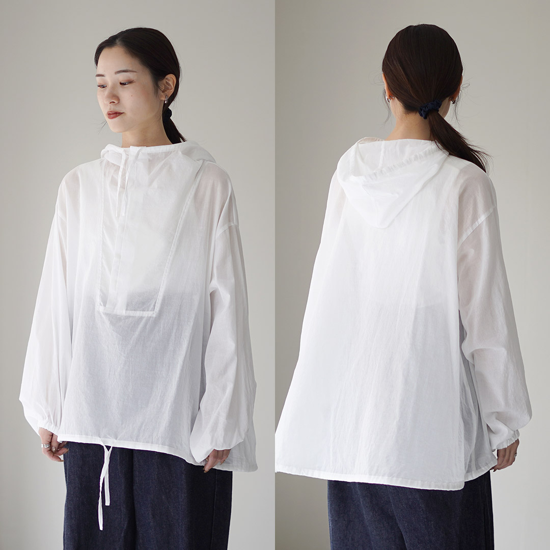 【新品】ミズイロインド フーデッド シャツ フード 長袖 ブラウス チュニック mizuiroind（ミズイロインド） フーデッド シャツ / フード フーディー