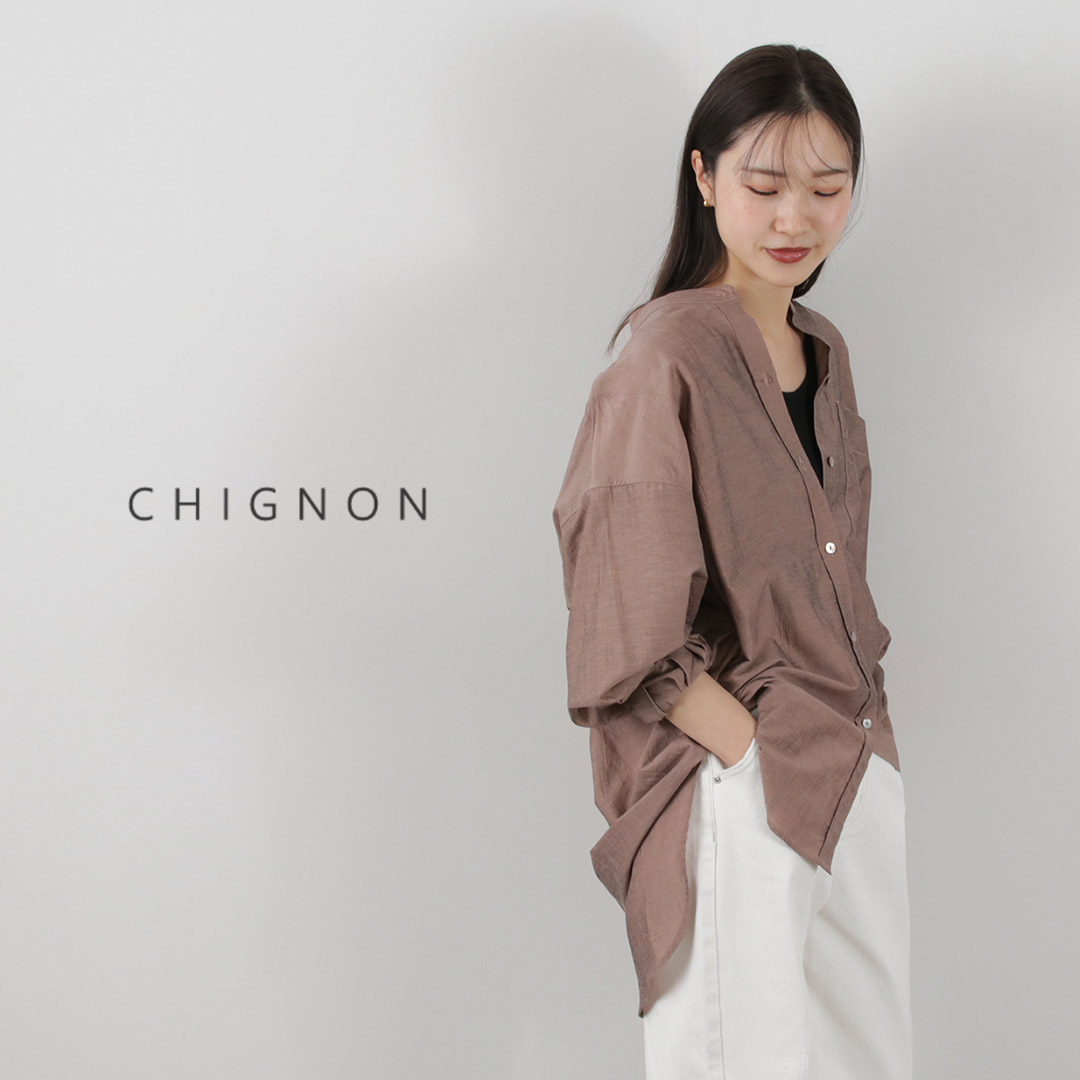 CHIGNON（シニヨン） リネン混 オーバーシャツ / レディース ノー