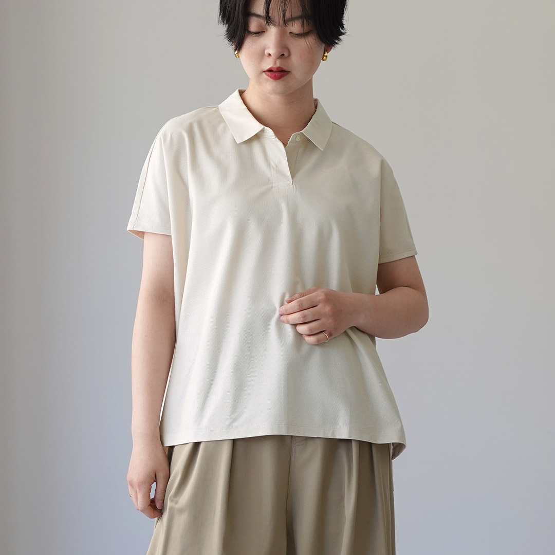 midiumi ポロシャツ ホワイト MidiUmi（ミディウミ） ポロ ノースリーブ プルオーバー 日本製