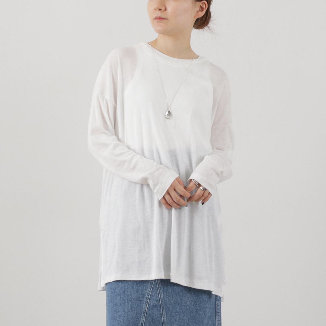 Light Sheer Cotton RIB Flareスリーブ Robert P. Miller（ロバート・ピー・ミラー） ライトパネルリブ クルー