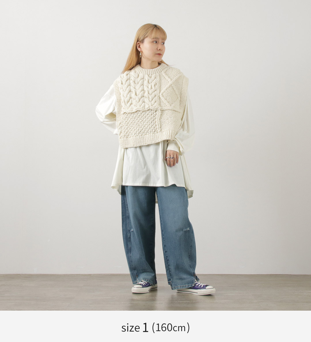 kha:ki（カーキ） ハンドニット ケーブル ベスト / レディース