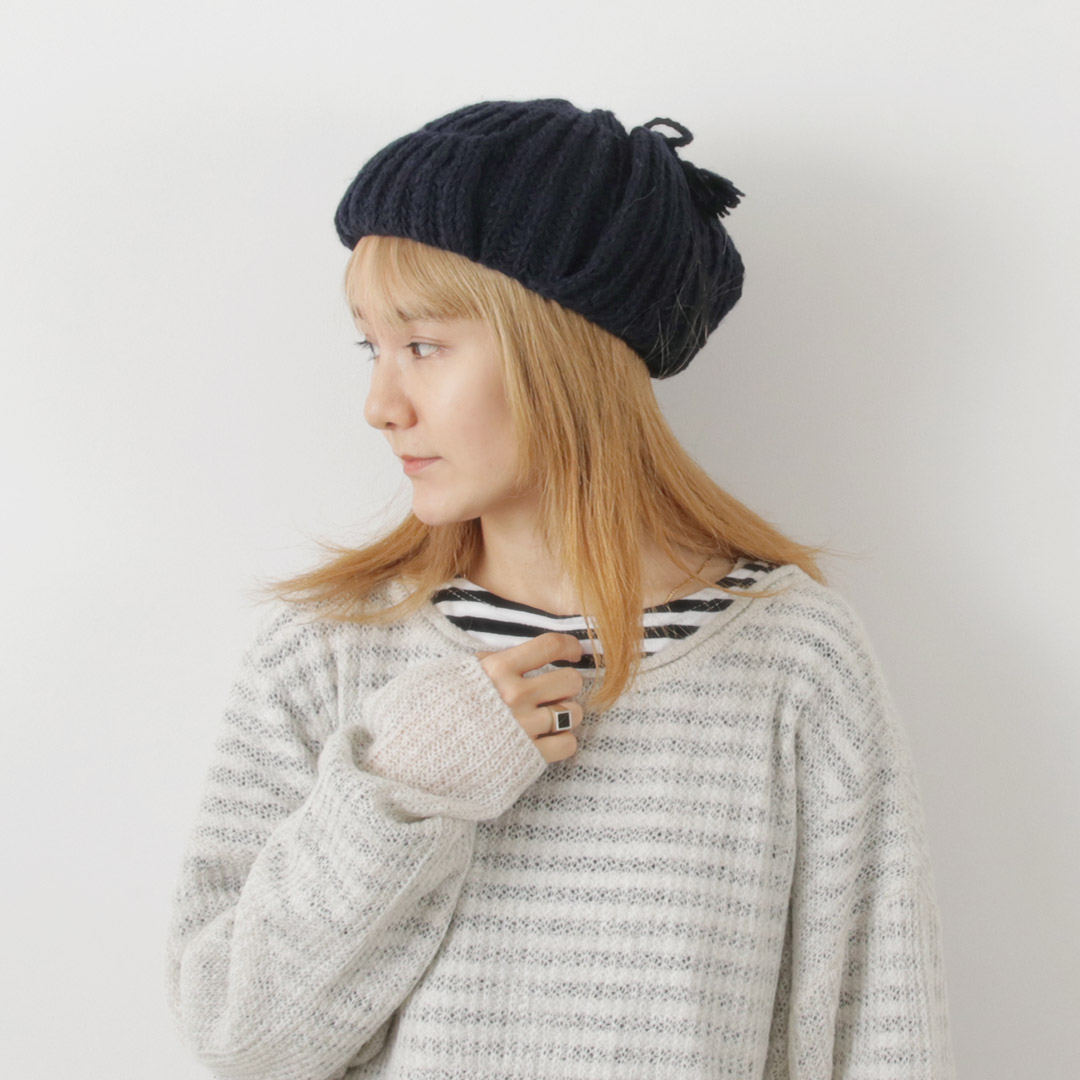 MHL. / WOOL ALPACA CAP-♀ / KHAKI /  ニット帽 kha:ki KHA:KI（カーキ） ハンドニット フライトキャップ