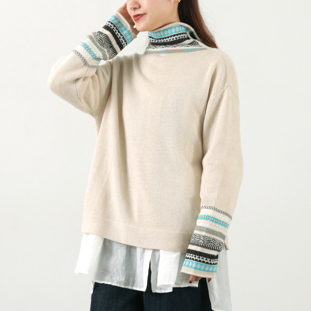 tumugu（ツムグ） コットンカシミア ジャガード 2WAY カーディガン