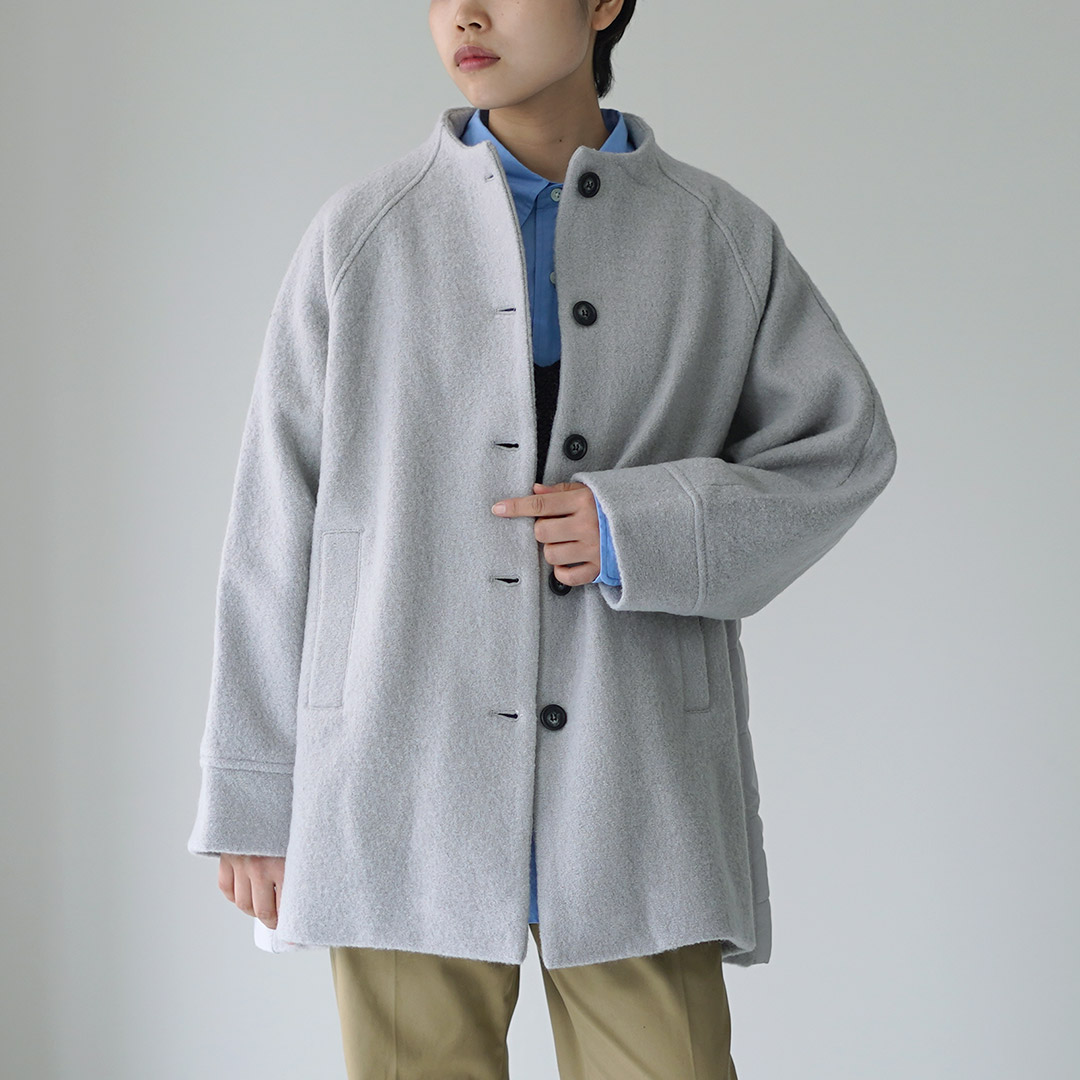 Mao made グレー ノーカラージャケット FREE 23区｜【セットアップ対応】モクロディ ノーカラージャケット