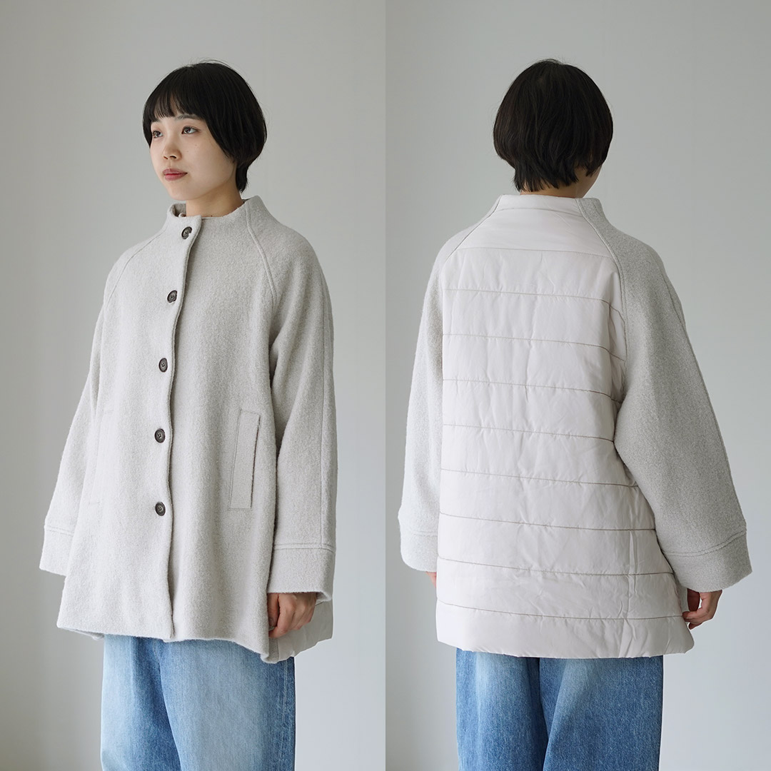 mao made（マオメイド） 異素材 ドッキング モックネック Aライン