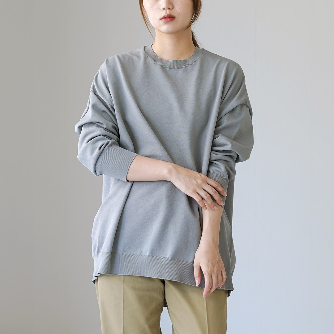 ミズイロインド　クルーネックワイドニット mizuiro ind (ミズイロインド) クルーネック・ワイドセーター