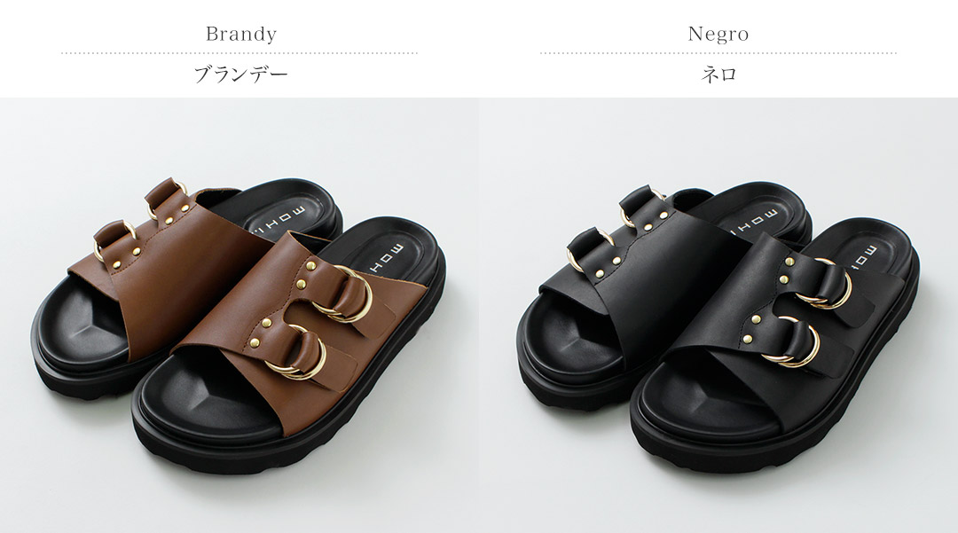 美品♡MOHIダブルリングサンダル　牛革　23.5センチ MOHI（モヒ） ダブルリング サンダル / レディース フラット 本革 牛革