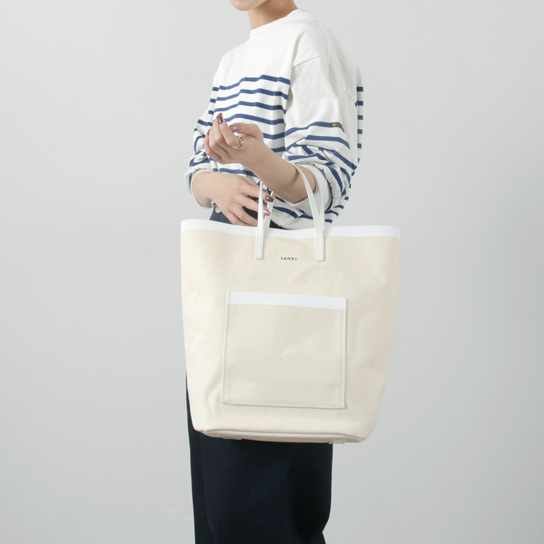 YAHKI（ヤーキ） レザーパイピング キャンバス トート / レディース カバン A4 2WAY leather piping canvas Tote｜daigochi｜02