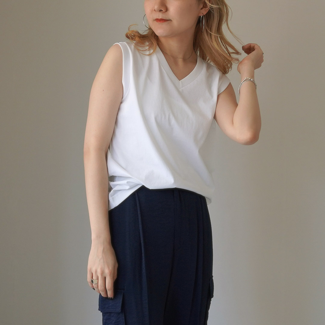 GICIPI（ジチピ） アッチャーイオ Vネック ノースリーブシャツ / レディース トップス インナー ACCIAIO V-Neck N/S TEE gicipi GICIPI（ジチピ） アッチャーイオ Vネック ノースリーブ