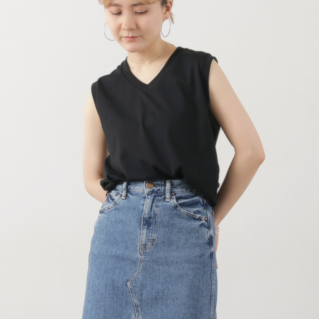 GICIPI（ジチピ） アッチャーイオ Vネック ノースリーブシャツ / レディース トップス インナー ACCIAIO V-Neck N/S TEE gicipi GICIPI（ジチピ） アッチャーイオ Vネック ノースリーブ