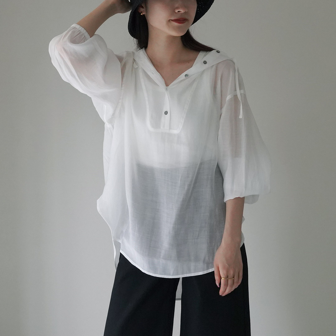 KELEN（ケレン） COO シアー アノラック トップス / レディース ブラウス シャツ プルオーバー 長袖 フード 無地 Kelen KELEN（ケレン） COO シアー アノラック トップス