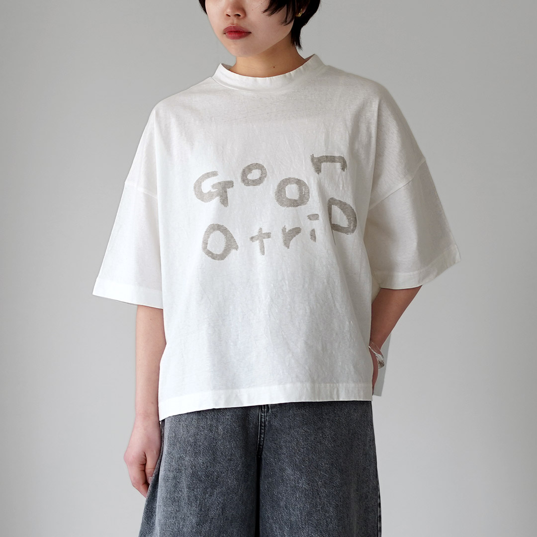 TUMUGU（ツムグ） ラフィ天竺 モックネック プリントT ( go on a trip ) 日本製 / レディース 半袖 5分袖の画像