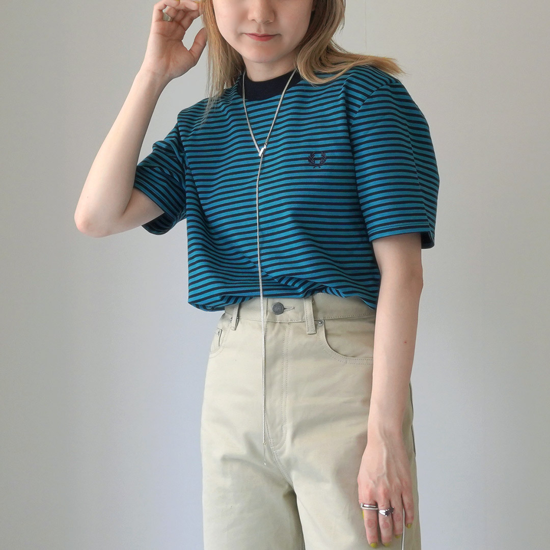 FRED PERRY（フレッドペリー） M6581 ファインストライプ ヘビーウェイト TEE / レディース トップス FRED PERRY PERRY（フレッドペリー） M6581 ファインストライプ